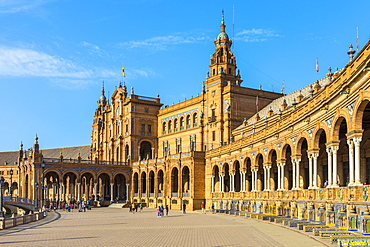 Plaza de Espana, built for the Ibero-American Exposition of 1929, Seville, Andalucia, Spain, Europe