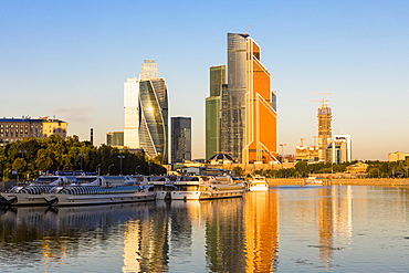 Skyscrapers in business center of Presnensky District, beside the Moscow River, Moscow, Russia, Europe