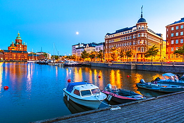 Harbor at sunset in Helsinki, Finland, Europe