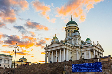 Helsinki Cathedral at sunset in Helsinki, Finland, Europe