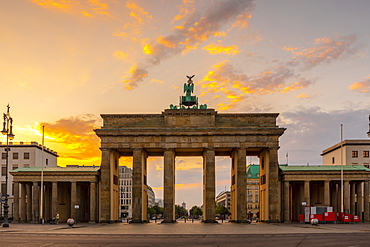 Brandenburg Gate at sunrise in Berlin, Germany, Europe