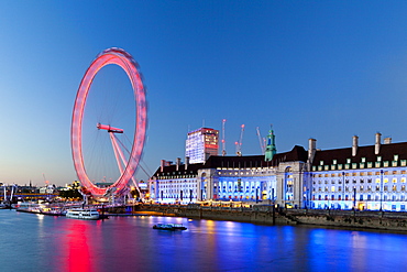 London Eye at sunset in London, England, Europe