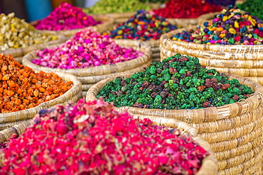 Herbs for sale in a stall in the Place Djemaa el Fna in the medina of Marrakech, Morocco, North Africa, Africa