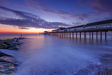 Southwold Pier at dawn, Southwold, Suffolk, England, United Kingdom, Europe