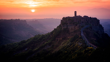 Sunrise at Civita di Bagnoregio, Umbria, Italy, Europe