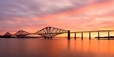 Forth Rail Bridge at sunrise, UNESCO World Heritage Site, Scotland, United Kingdom, Europe