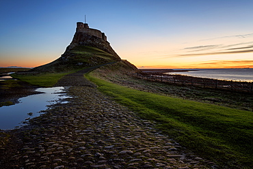 Lindisfarne Castle at dawn, Northumberland, England, United Kingdom, Europe