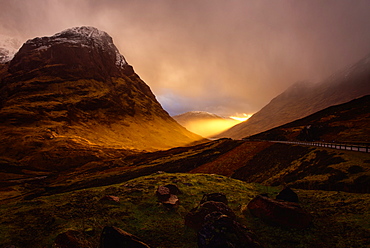 Glencoe Sunset, Scottish Highlands, Scotland, United Kingdom, Europe