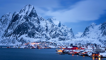 Reine at dusk, Lofoten Islands, Nordland, Norway, Europe