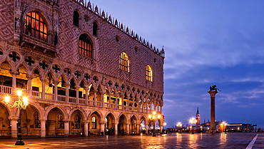 The deserted St. Mark's Square in the early morning, Venice, UNESCO World Heritage Site, Veneto, Italy, Europe