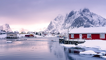 Traditional Rorbu, Reine, Lofoten Islands, Nordland, Norway, Europe