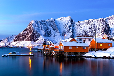 Rorbuer huts, rorbu, Sakrisoy, Moskenesoya, Lofoten islands, Nordland, Arctic, Norway, Europe