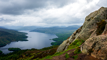 Loch Katrine from the Summit of Ben A'an, Highlands, Scotland, United Kingdom, Europe