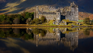 Kilchurn Castle reflected in Loch Awe, Strathclyde, Scotland, United Kingdom, Europe