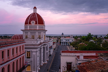 City Hall at sunset, Cienfuegos, UNESCO World Heritage Site, Cuba, West Indies, Caribbean, Central America