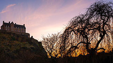 Edinburgh castle at sunset, Scotland, UK