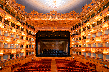 Interior of the Gran Teatro La Fenice, Venezia, Venice, Italy, Europe