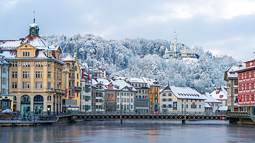 Lucerne on a winter's morning, Lucerne, Switzerland, Europe