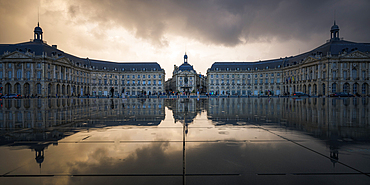 Place de la Bourse at blue hour, Bordeaux, Gironde, Aquitaine, France, Europe