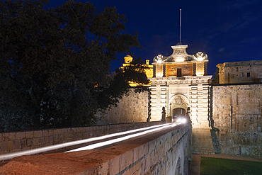 Mdina Gate at blue hour, Mdina, Malta