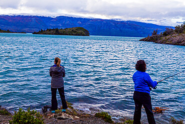 Fishing on Toro Lake, Chile, South America