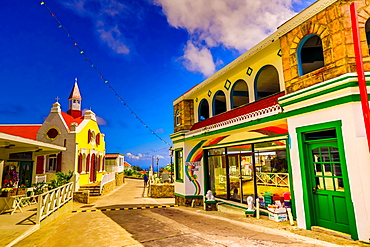 Beautiful village road on Saba Island, Netherlands Antilles, West Indies, Caribbean, Central America