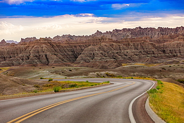 Driving and sightseeing in the Badlands National Park, South Dakota, United States of America, North America