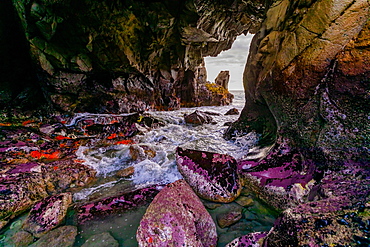 The famous Eye Hole cave at Pfeiffer Beach, Big Sur, California, United States of America, North America