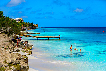 View of the clear blue waters of Bonaire, Netherlands Antilles, Caribbean, Central America