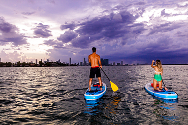 Paddle boarding at Miami Beach, Miami, Florida, United States of America, North America