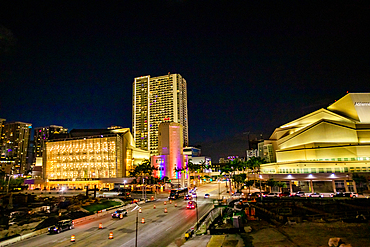 Miami streets at night, Miami, Florida, United States of America, North America