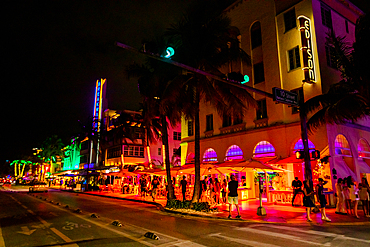 Miami streets at night, Miami, Florida, United States of America, North America