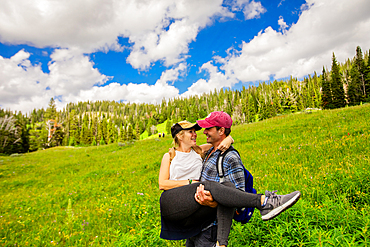 Couple at Grand Teton National Park, Jackson, Wyoming, United States of America, North America