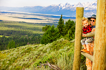 Woman and child at Grand Teton National Park, Jackson, Wyoming, United States of America, North America