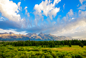 Grand Teton National Park plains and mountains, Jackson, Wyoming, United States of America, North America