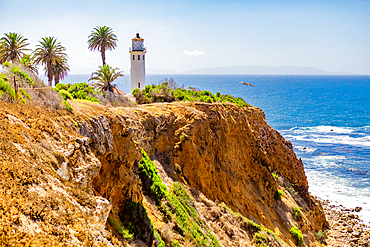 Palos Verdes coast with lighthouse, California, United States of America, North America