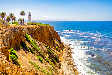 Palos Verdes coast with lighthouse, California, United States of America, North America