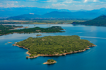 Aerial of Slansko Lake, Montenegro, Europe