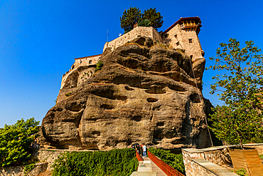 Bridge view of the Meteora Monasteries, UNESCO World Heritage Site, Thessaly, Greece, Europe