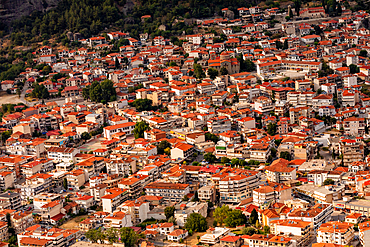 Bird's eye view of the city Kalabaka, Trikala, Thessaly, Greece, Europe