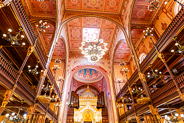 Interior of the Dohany Street Synagogue, Budapest, Hungary, Europe