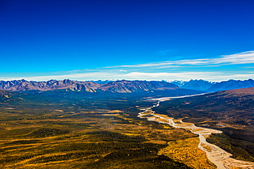 Aerial shot of Alaskan Mountain Range, Alaska, United States of America, North America