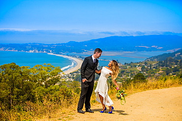 Couple in engagement dress, Marin, California, United States of America, North America