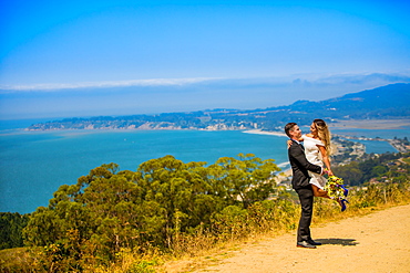 Couple in engagement dress, Marin, California, United States of America, North America