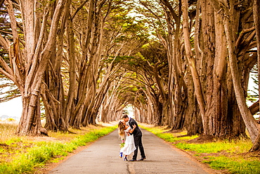 Couple in engagement dress, Marin, California, United States of America, North America