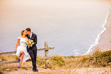 Couple in engagement dress, Marin, California, United States of America, North America