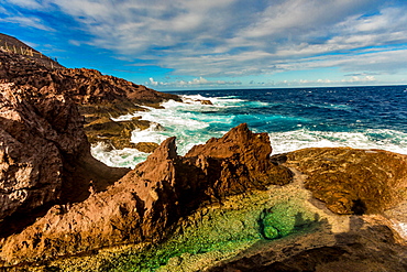 Coastal scenery in Saba, a Caribbean island, the smallest special municipality of the Netherlands, Caribbean, Central America