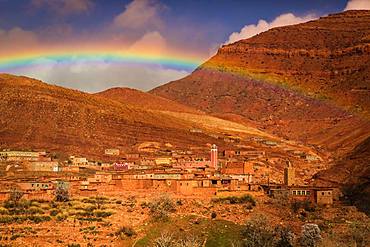 Rainbow over the Dades Gorges, Morocco, North Africa, Africa