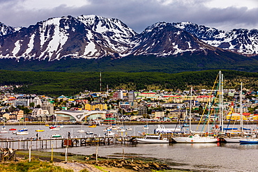 Scenic view of boats and glaciers in Granite Bay, on mainland Antarctica, Polar Regions