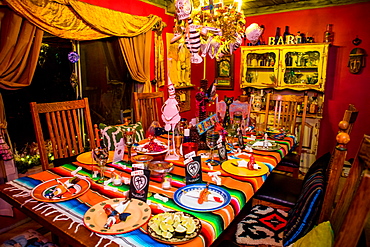 Day of the Dead themed dinner and celebration in the desert, California, United States of America, North America